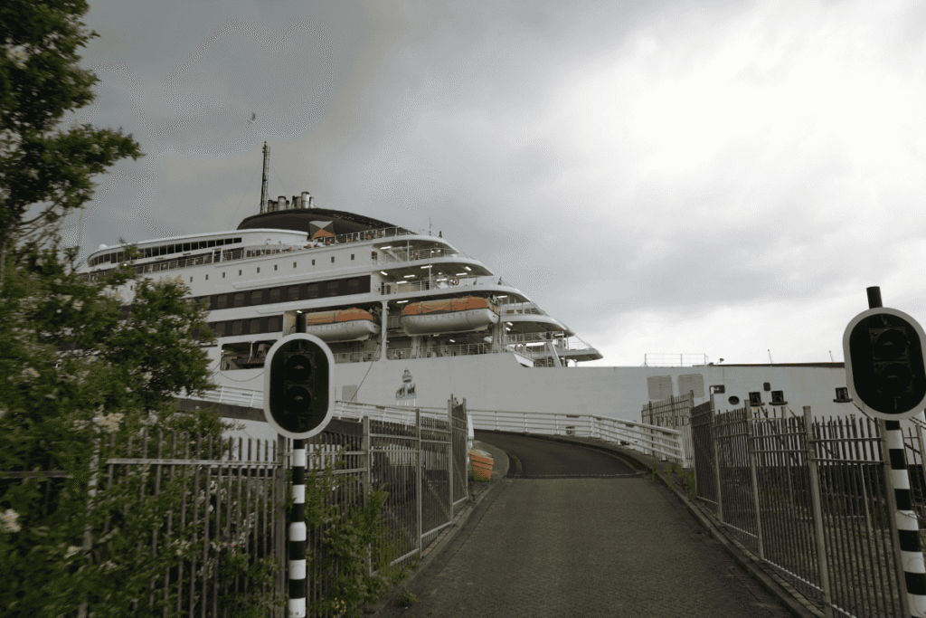 Boarding the ferry at the P&O terminal in Rotterdam