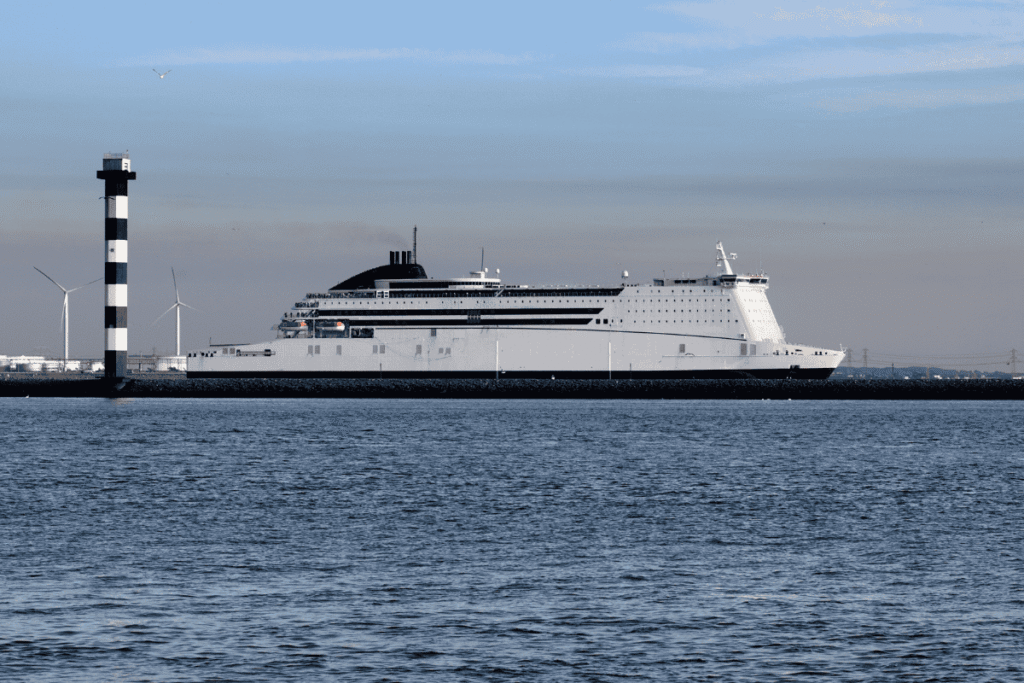 Ferry departing from the port of Rotterdam