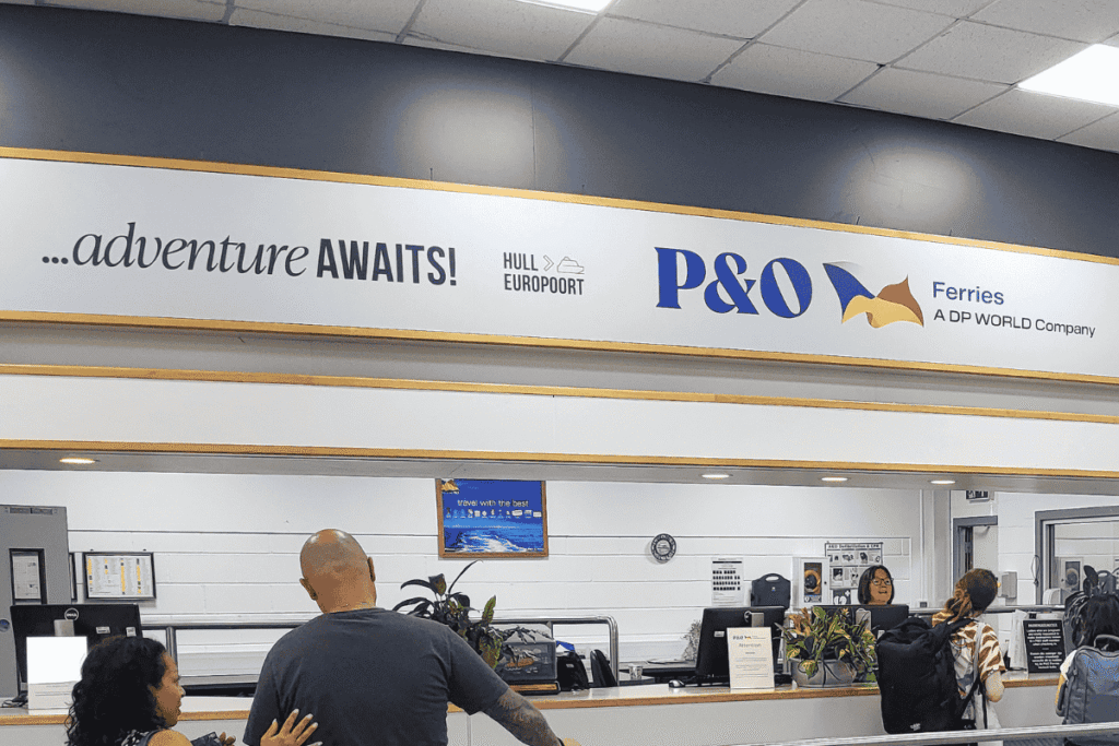 P&O Ferries check-in area at Hull and Europoort terminals