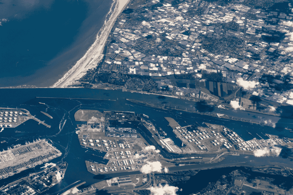 Aerial view of Europoort Rotterdam