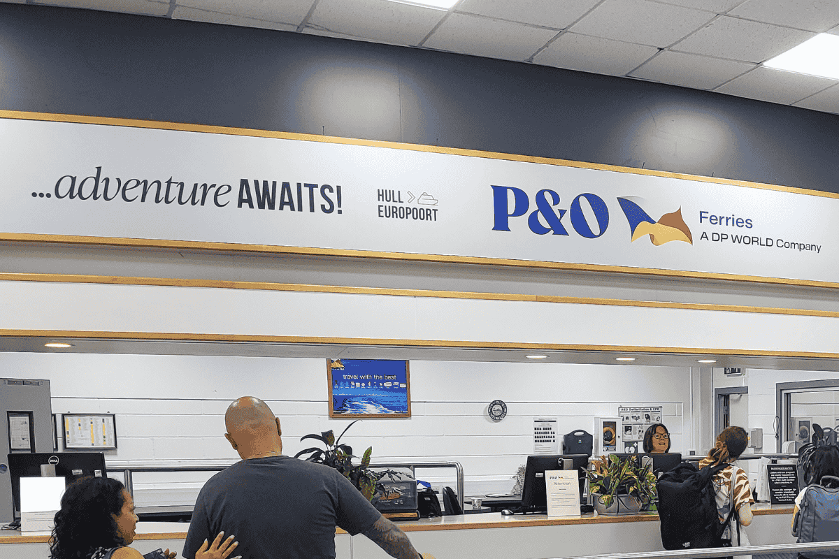 P&O Ferries check-in area at Hull and Europoort terminals